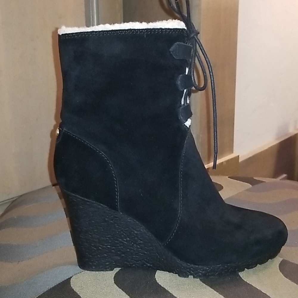 MICHAEL Michael Kors Suede Shearling Wedge Bootie